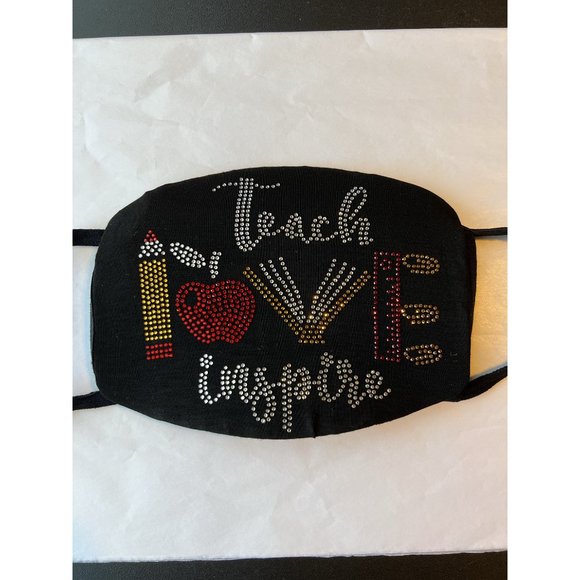 Teacher Inspire Rhinestone Bling Face Mask - Picture 2 of 10
